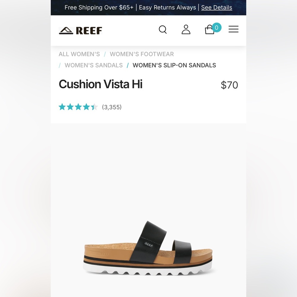 Black Reef Ladies Cushion Vista Hi Sandal (Size 11) - Picture 2 of 10